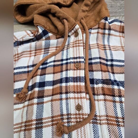 American Eagle fall plaid button up hoodie shirt size xs - Picture 4 of 7